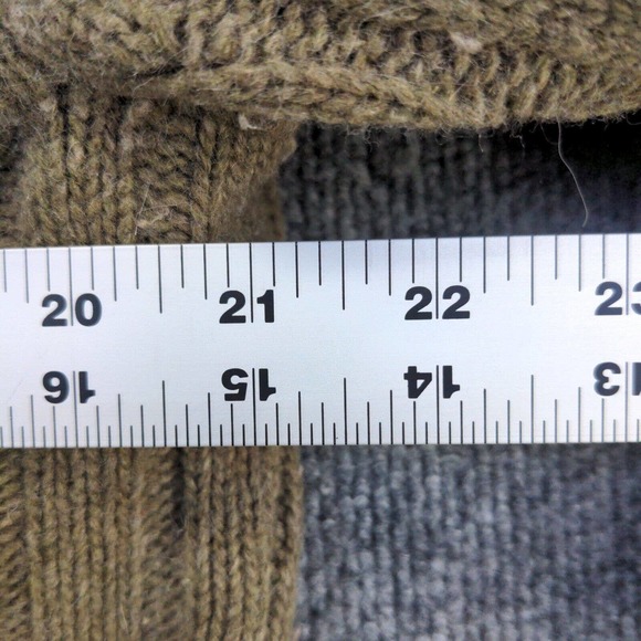 Marina Luna Women's Cable Knit Cardigan Sweater Green XL Shawl Collar Lambswool - Picture 12 of 12